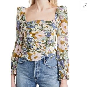 ASTR THE LABEL Tonina Top Off White Retro Floral Size Small